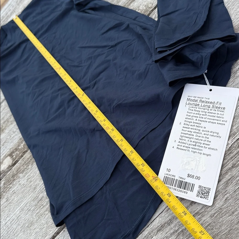 Lululemon Modal Relaxed-Fit Lounge Long-Sleeve Shirt True Navy blue size 10 NWT - Picture 3 of 6